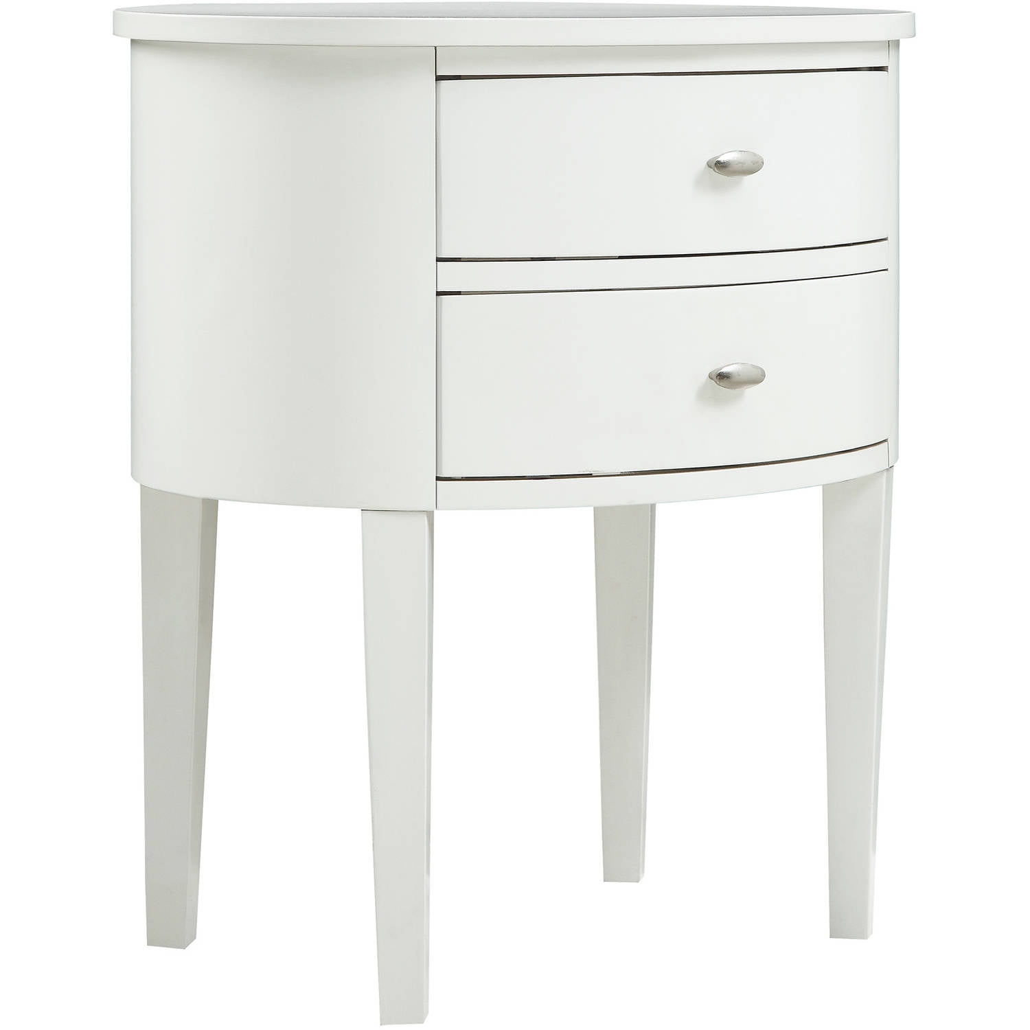 Chelsea Lane Oval Wood Side Table with Two Drawers, White