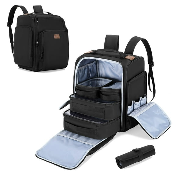 Mochila de maquillaje BAFASO con 4 bolsas extraíbles y 1 bolsa para cepillos