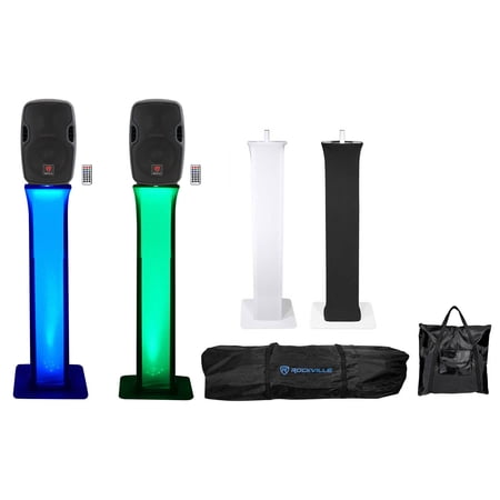 (2) Rockville BPA8 8  Powered Active 300w DJ Speakers w Bluetooth+Totem Stands price history on PriceWatchPro
