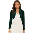 thumbnail image 1 of Cárdigan Bolero Allegra K Terciopelo Manga Larga Verde Oscuro XL, 1 of 6
