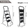 thumbnail image 2 of [US IN STOCK] Step Ladder 4 Step Ladder with Handrails Heavy Duty Steel Sturdy Wide Pedal Lightweight Anti-Slip Portable & Collapsible Stool Folding Ladder Kitchen Step Stool - 350 lbs, 2 of 9