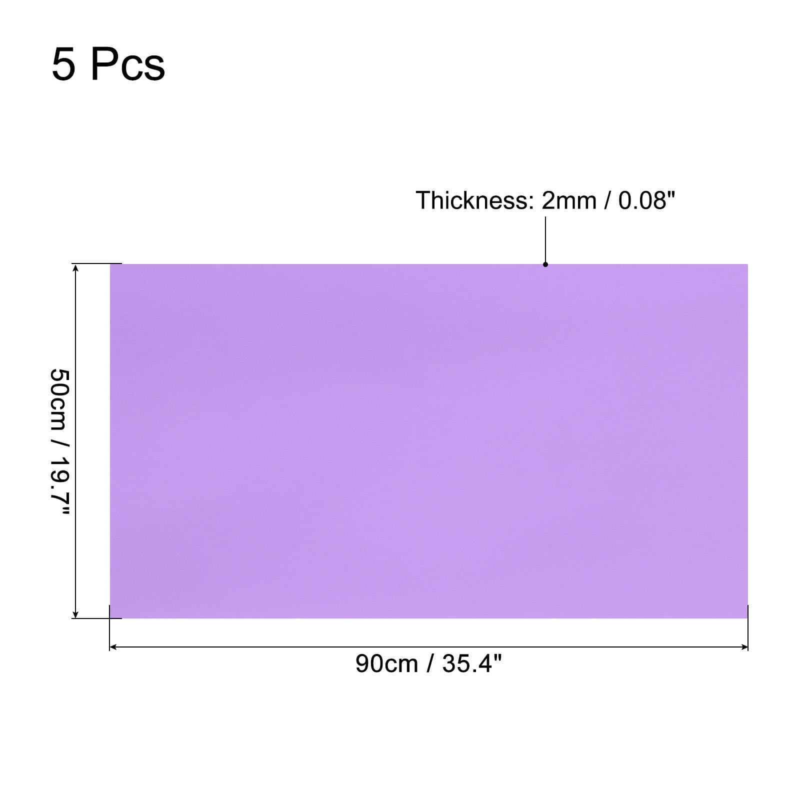 Uxcell EVA Foam Sheets Light Purple 35.4 Inch x 19.7 Inch 2mm Thick Crafts Foam EVA Sheets for Arts and Crafts 5Pcs