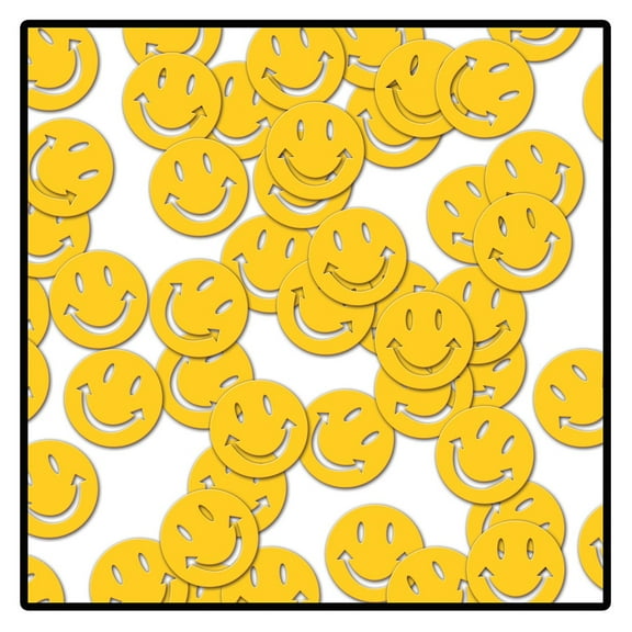 Party Central Club Pack of 12 Yellow 60's Smiley Face Coneftti Bags 1 oz.