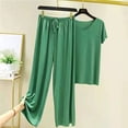 thumbnail image 3 of Flannel Women's Pajamas Womens Daily Family Clothes Short Sleeve Tops Pants Shirt Trousers Set, Women Pajama Sets L, 3 of 3
