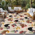 thumbnail image 2 of Farmhouse Rooster Outdoor Rug for Patio/Deck/Porch, Non-Slip Large Area Rug 6 x 9 Ft, Vintage Watercolor Flowers Beige Indoor Outdoor Rugs Washable Area Rugs, Reversible Camping Rug Carpet Runner, 2 of 8