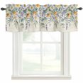 thumbnail image 3 of Valance for Windows,Farm Daisy Eucalyptus Leaves Valances Curtain Rod Pocket Valance for Kitchen Bedroom Living Room Bathroom,Wildflower Lavender Retro Short Curtains Window Treatment 42x12in, 3 of 9