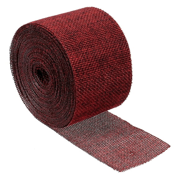 Uxcell 2 Inch x 11 Yards Jute Crafts Party Wrapping Decoration Burlap Fabric Ribbon Wine Red
