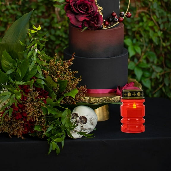 Hemobllo 2Pcs Battery Operated Red LED Candle Lamps for Warm Atmosphere