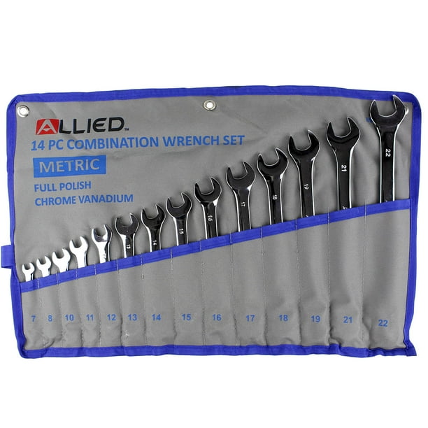 Allied Tools 14 Piece Combination Wrench Set 722mm with Roll up