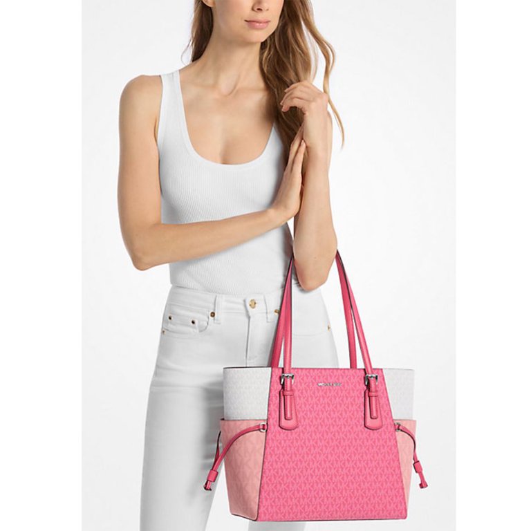 Michael Kors Women's Voyager Large Color-Block Signature Logo Tote