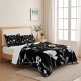 thumbnail image 5 of Quilts Twin Size, Black Wildflowers Soft Comforter Bedding Set for Bed, Farmhouse Floral Botanical Leaves Lightweight Quilted Bedspread with Pillow Cover(2 Pieces) for All Season, 68x86 Inch, 5 of 9