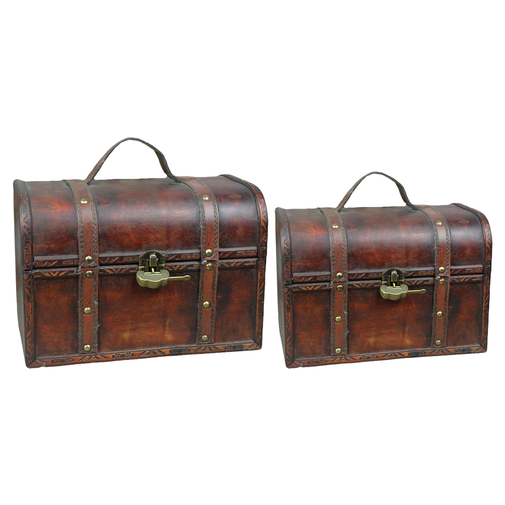 NUOLUX 2Pcs Wooden Storage Cases Retro Storage Containers Versatile