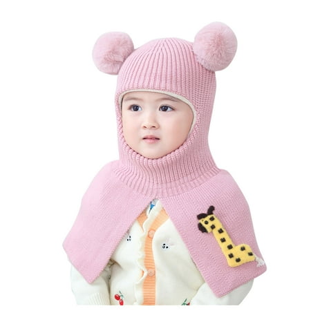

Kids Caps Toddler Kids Boy Pompon Hat Winter Warm Knit Crochet Thick Scarf Earflap Caps