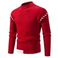 thumbnail image 1 of ameIAEA Mens Long Sleeve Mock Neck Sweater Lightweight Color Block Knitted Pullover Sweater, 1 of 3
