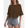 thumbnail image 6 of Women's Comfy Basic Workout Gym Short Sleeve Crop Tops Casual Loose Oversized T-Shirts, 6 of 6