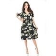 thumbnail image 1 of Vestido flores escote cruzado Roman Fashion /Juvenil, 9975 (Negro - verde) negro M, 1 of 5