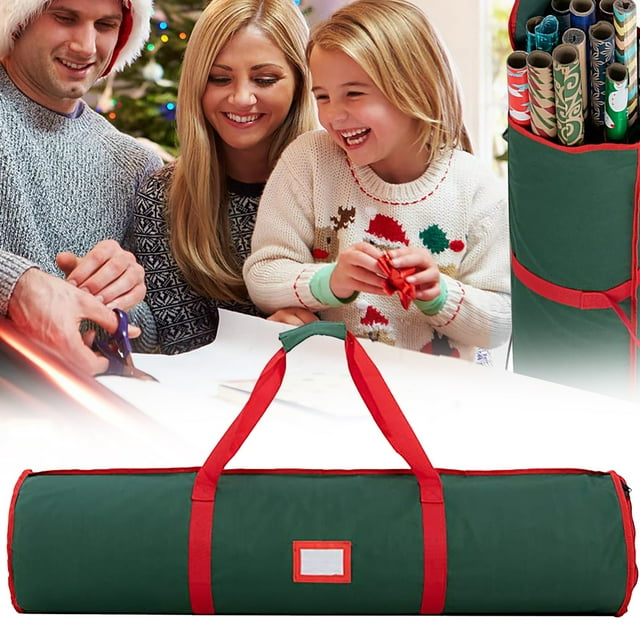 Christmas Decorations Home Textile Storage Christmas Wrapping Paper Storage Bag Organizer With Double Handles For And Wrap Holder Storage case
