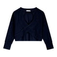 thumbnail image 6 of CUZIBR Girls Youth Shirts Loose Fit Long Sleeve Cropped Top Solid Color Oversized Crewneck Casual Blouse Backless Summer Basic Breathable Cozy Lightweight Tee Blouse,Navy,13-14 Years, 6 of 9