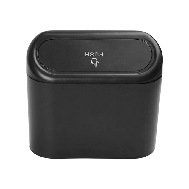 Car Clamshell Recycle Bin Trash Case Hanging Vehicle Garbage Dust Case Storage Box Black ABS Square Trash Case Car Automatic Rebound Cover Bin Car Interior Accessories