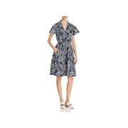 Donna Karan Womens Paisley Print V-Neck Shirtdress