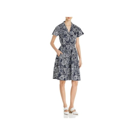 Donna Karan Womens Paisley Print V-Neck Shirtdress