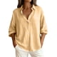thumbnail image 3 of TaTaai Womens Linen Long Sleeve Button Down Cardigan Solid Color Loose Fit Collared Casual Open Front Blouse Gift, 3 of 6