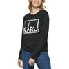 Karl Lagerfeld Paris Womens Rhinesone Logo Crewneck Sweater