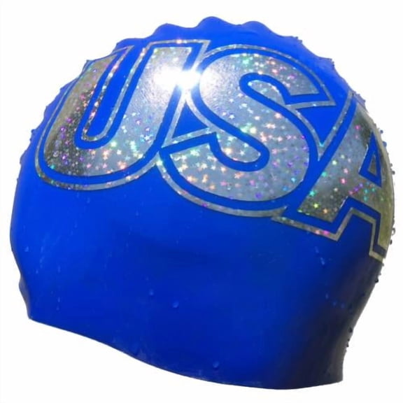 Splashwear Aquatics HydroFoil USA Royal/Silver Silicone Swim Cap