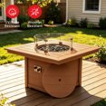 thumbnail image 6 of CostaElm 42'' Outdoor Fire Pit Table, 55,000 BTU Heat Output Gas Propane Fire Pit Table with Glass Wind Guards & Removable Cover Lid, Teak, 6 of 7