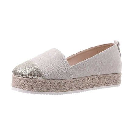 

Babysbule Womens Shoes Clearance Hemp Rope Woven Thick-soled Fisherman Shoes Solid Color Ladies Single Shoes
