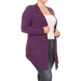 thumbnail image 2 of Women's Plus Size Solid Open Draped Front Long Sleeve Relaxed Cardigan, 2 of 5