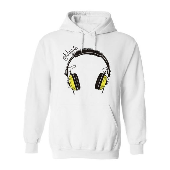 Yellow Headphones Hoodie Men -Image by Shutterstock, Male 3X-Large