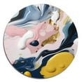 thumbnail image 3 of Designart "Fluid Stone Yellow and Blue VI" Abstract Marble Round Metal Art, 3 of 5