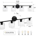 thumbnail image 2 of Modern Bathroom Light Fixtures, 4 Light Vanity Lights Over Mirror, Black Wall Lamp with Clear Glass Shade for Living Room Cabinet Bedroom Porch, 2 of 8