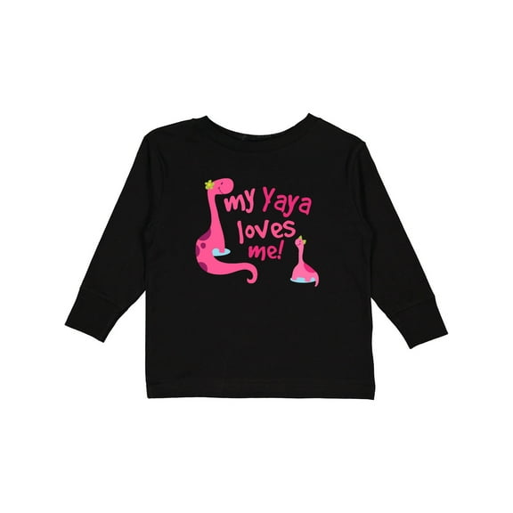 Inktastic My Yaya Loves Me Granddaughter Dinosaur Girls Long Sleeve Toddler T-Shirt