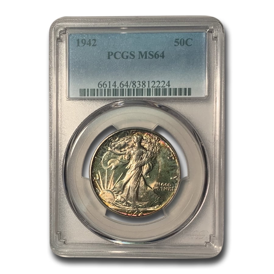 1942 Walking Liberty Half Dollar MS-64 PCGS (Beautiful Toning