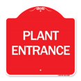 thumbnail image 1 of SignMission A-DES-RW-1818-24452 18 x 18 Po Signe de la Série Designer - Entrée de l'Usine&44; Rouge & Blanc, 1 of 1