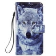 thumbnail image 3 of SaniMore for Samsung Galaxy S23 Plus Case, Anti-Fall Shock Protection Magnetic Wallet Cover for Samsung S23 Plus with Hand Strap [Card Holder & Kickstand] PU Leather Painted Pattern, White Wolf, 3 of 7