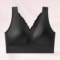 thumbnail image 2 of Kvture Seamless Satin Wireless Bra for Women Deep V Lace Trim Full Coverage Comfort No Underwire Everyday Bras Black Bras XL, 2 of 5