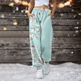 thumbnail image 2 of Women's Casual Fashion Christmas Print Sweatpants, Long Casual Pants with Drawstring Waist for Sports and Home Wear, Comfortable Material,Light Blue,L, 2 of 6