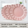 thumbnail image 6 of Elegant Plastic Plates for Party with Scalloped Rim (10 PC), Disposable Heavy-Duty Dessert Plates for Wedding Reception - 8.75”, Fancy Plastic Dinnerware Sets for Baby Shower, Birthday & Events - Pink, 6 of 6
