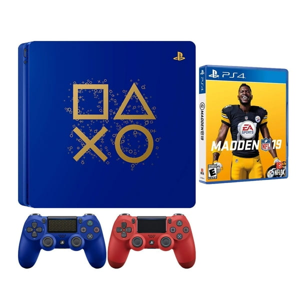 Playstaion 4 Madden Nfl 19 Days Of Play Limited Edition Bundle Playstation 4 Days Of Play Limited Edition 1tb Console Madden Nfl 19 Game And Extra Red Dualshock 4 Wireless Controller Walmart Com Walmart Com