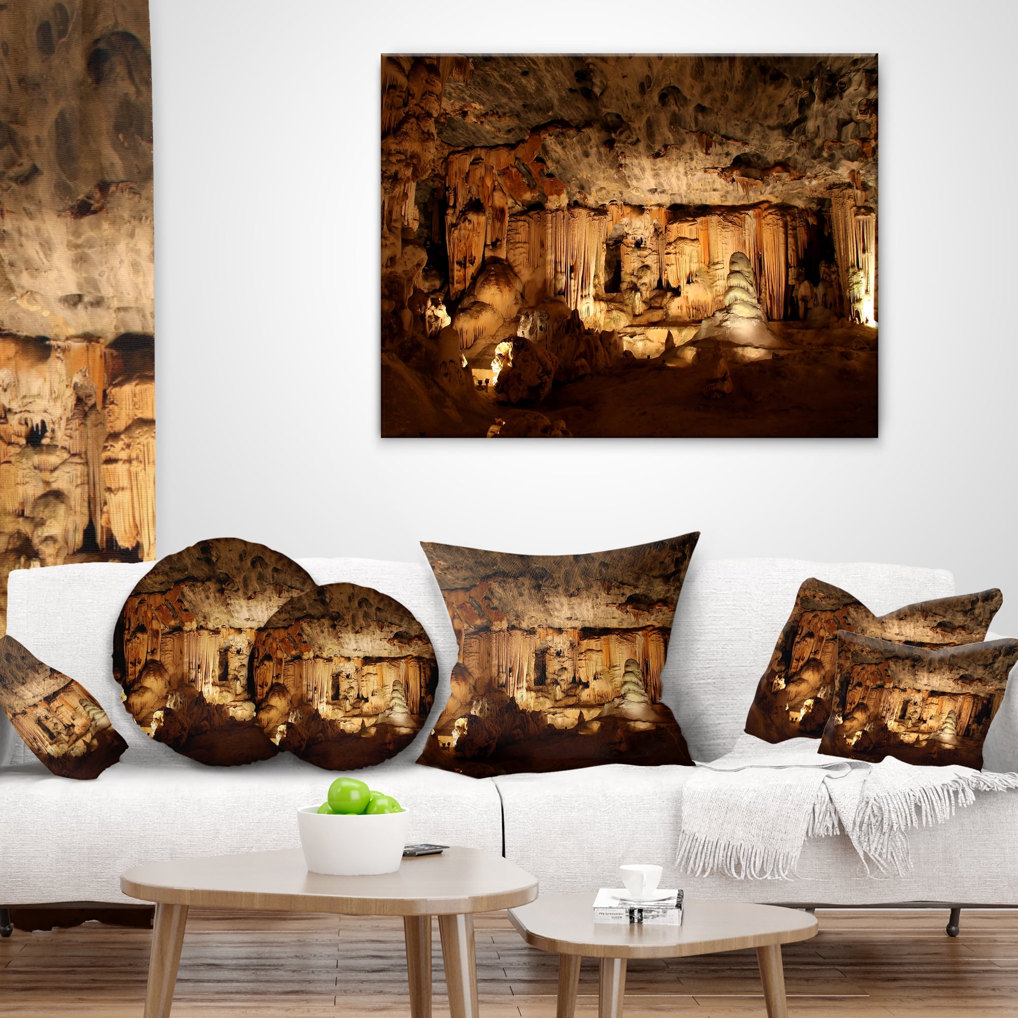 Designart Dark Cango Caves South Africa - African Landscape Printed Throw Pillow - 18x18