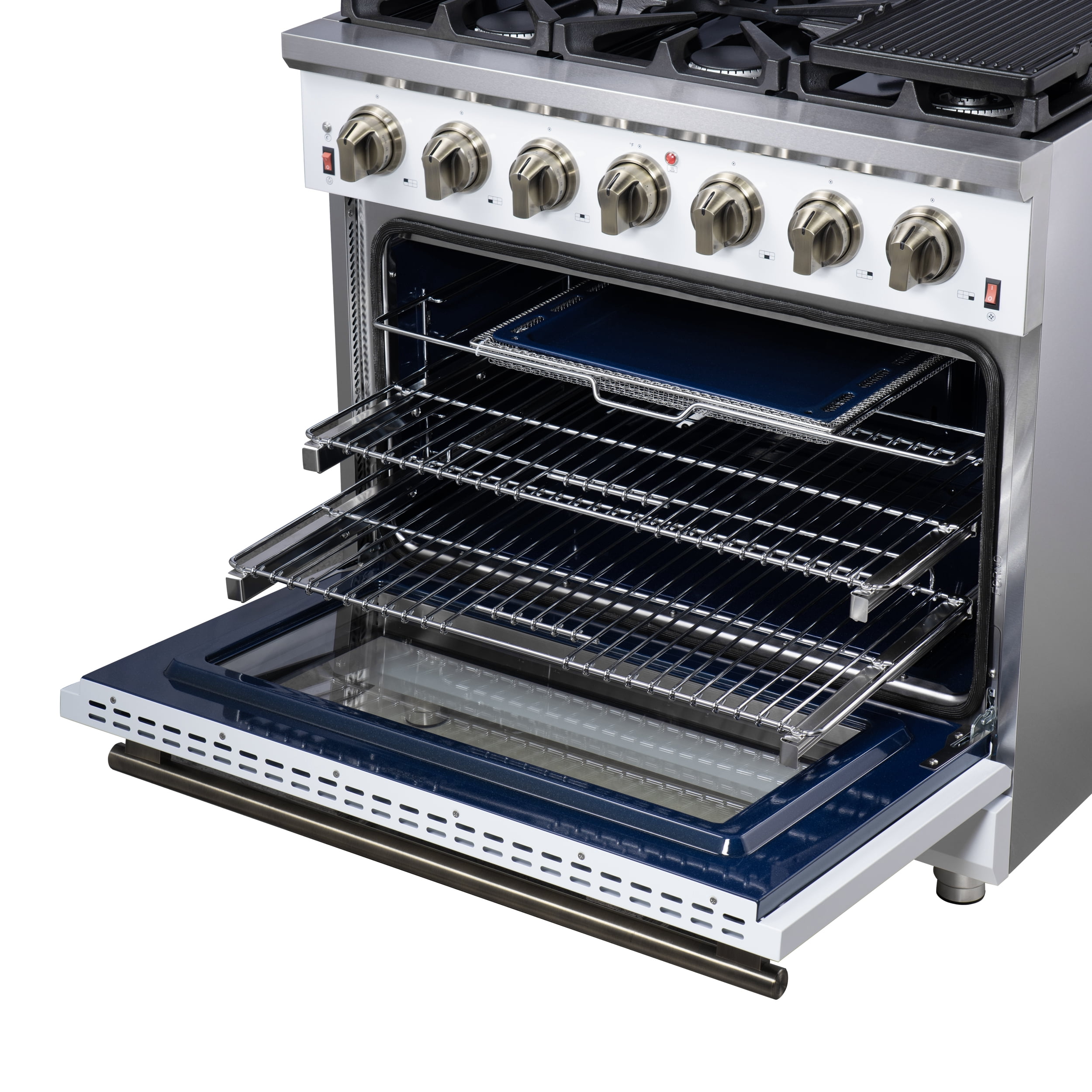 Forno Massimo 36-Inch White Freestanding Gas Range, 6 Sealed Burners, Convection Oven