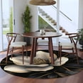 thumbnail image 4 of 8ft Round Rug, Black Gold Flower Non-Skid Rubber Backing Large Area Rugs - Living Room Bedroom Home Office, Gradient Luxurious Floral Botanical Indoor Floor Mat Carpets Washable Rug, 4 of 9
