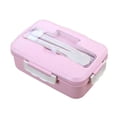 thumbnail image 3 of Boîte à Lunch Multi Compartiments Écologique Portable Bento Box pour Étudiant Maison École Bureau Rose, 3 of 14