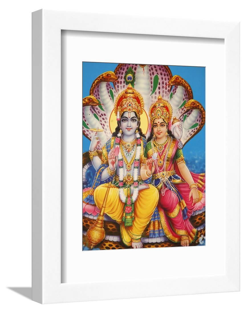 Picture of Hindu Gods Visnu and Lakshmi, India, Asia Framed Print Wall
