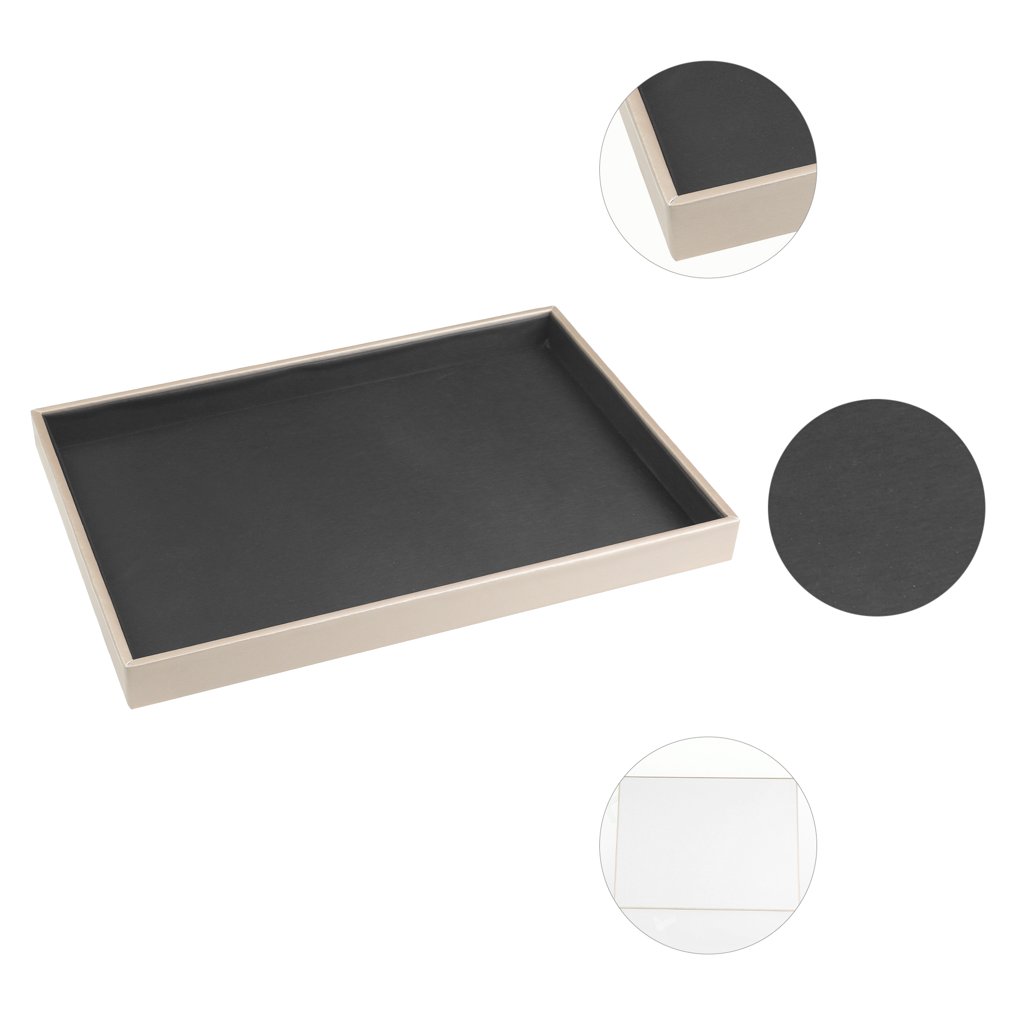 Unique Bargains PU Leather Jewelry Boxes Organizer Trays with Removable Dividers Black Flat Tray