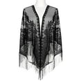 thumbnail image 2 of INSPIRE CHIC Shawls and Wraps for Evening Dresses, Lace Mesh Fringe Triangle Scarves with Tassels for Women Wedding Formal Party 74.8x28.3" Black, 2 of 5