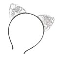 thumbnail image 2 of Diadema reversible con orejas de gato y lentejuelas, aros brillantes para el pelo, accesorios para el pelo de gatita para mujer, color plateado, 2 of 14